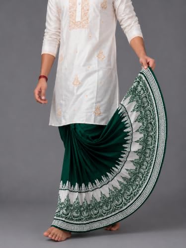 Image of Men's Ready to Wear Pant System Printed MAYUR PUCHHA Dhoti for Marriage, Pooja, Festival etc.(GC010)