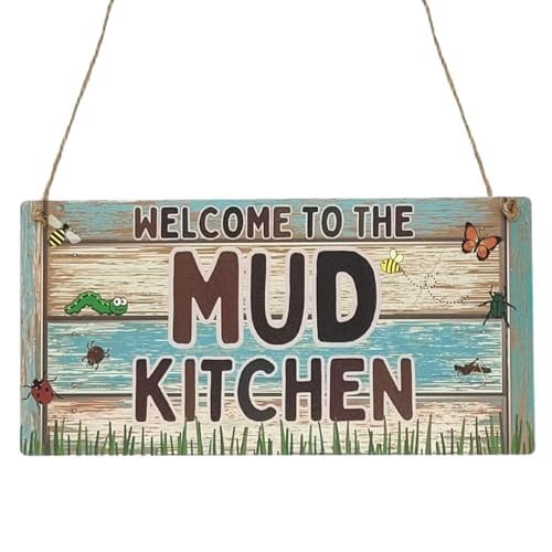 Maxsafe Children's Kids Mud Kitchen Wooden Hanging Rectangle Sign Plaque