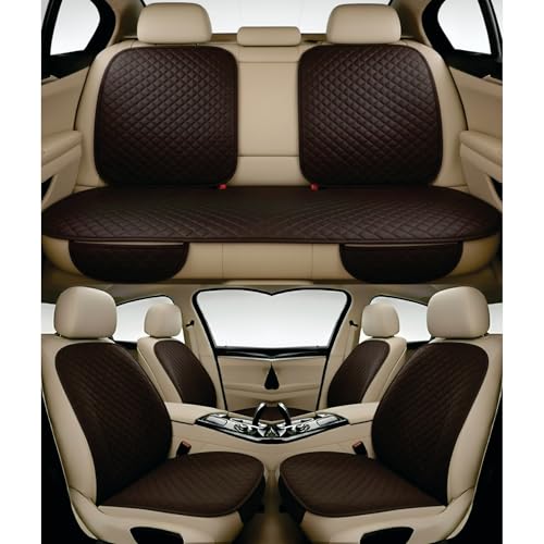Image of AURAFRESH Car Seat Protector Cushions Cover, Airbag friendaly. (Brown, 7PC Front & Rear SEAT Full Set)
