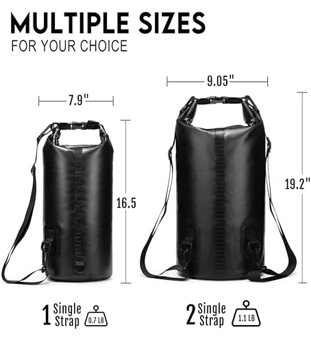 Image of Soulsfeng Waterproof Dry Bag Backpack, Roll Top Floating Dry Storage Bag with Phone Case, Lightweight Dry Sack for Kayaking, Boating, Beach, Travel, Camping 20L, Black