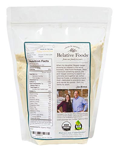Millet Flour 3 pounds USDA Organic gluten free sourced 100% from the USA dry milled with no additives