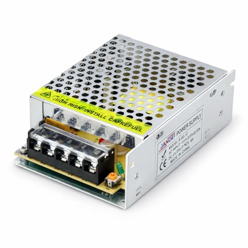Jandei   Fuente de Alimentación Transformador 110/220V AC a 12V DC 60W 5A, Instalación en Interior IP20 para Tira Led, Neón o Dispositivos Bajo Voltaje