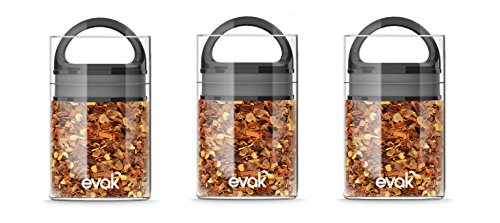 Best PREMIUM Airtight Storage Container for Coffee Beans, Tea and Dry Goods - EVAK - Innovation that Works by Prepara, Glass and Stainless Black Gloss Handle, Mini: Set of 3