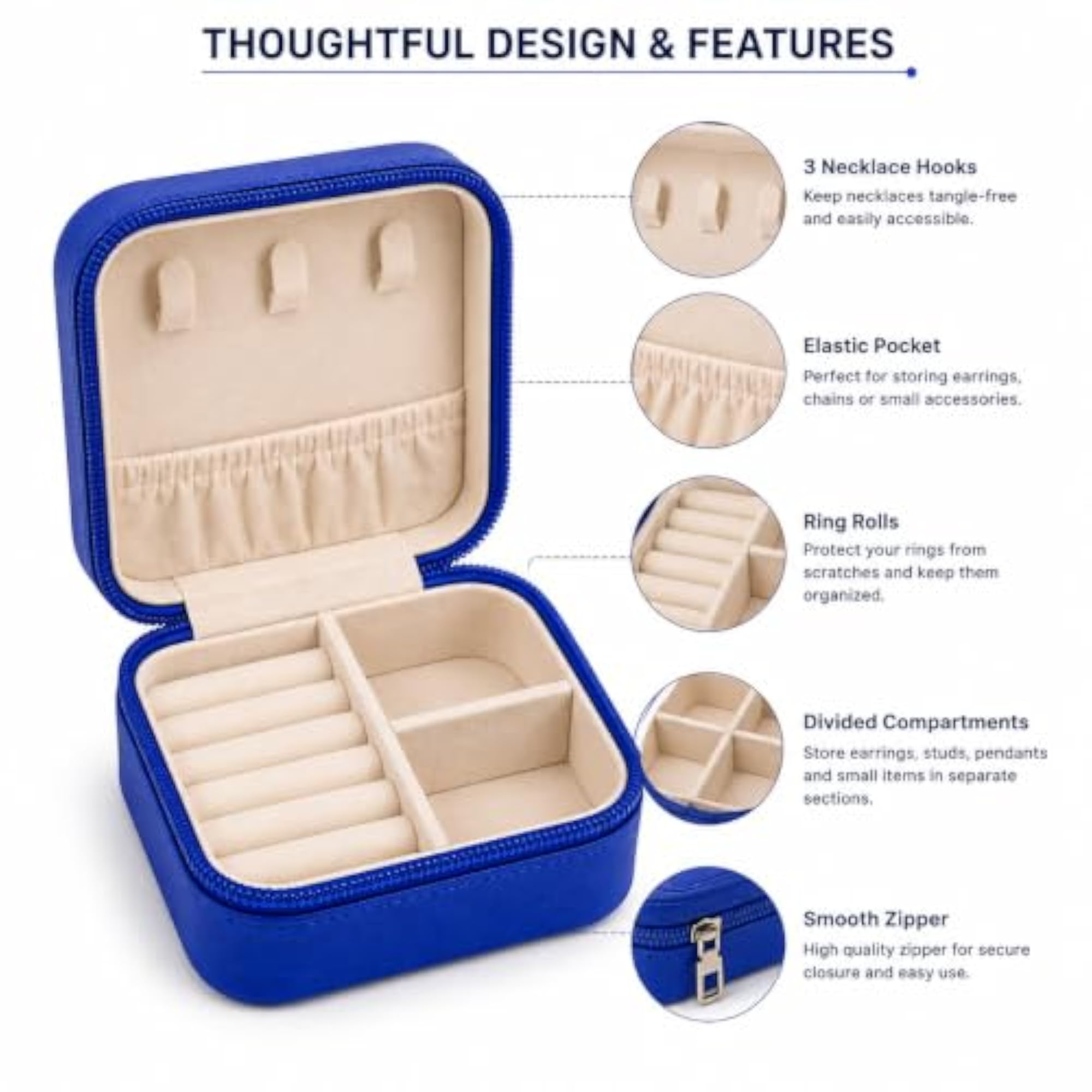 Portable Jewellery Organizer Travel Case with Zipper