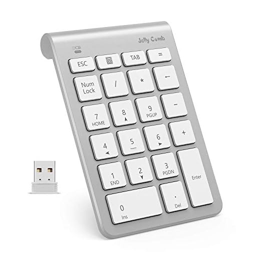 Jelly Comb Teclado Keyboard 2.4G Inalámbrico Ultrafino con 22 Teclas, Blanco y Plateado
