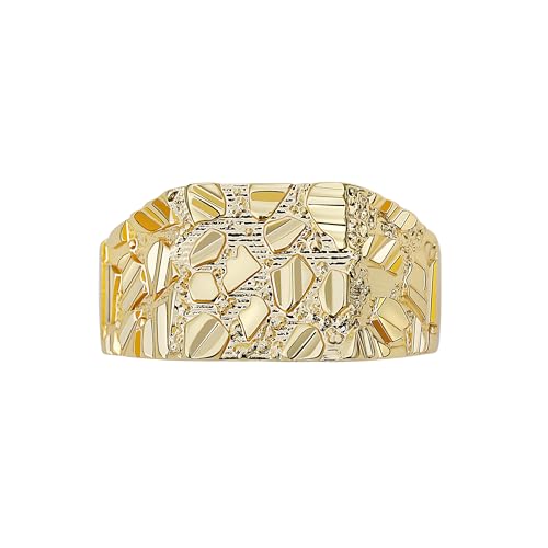 14k Gold Plated Rough Textured Cookie Nugget Rings Smashed Vintage Square Nugget Pinky Ring Men/Women Unisex2