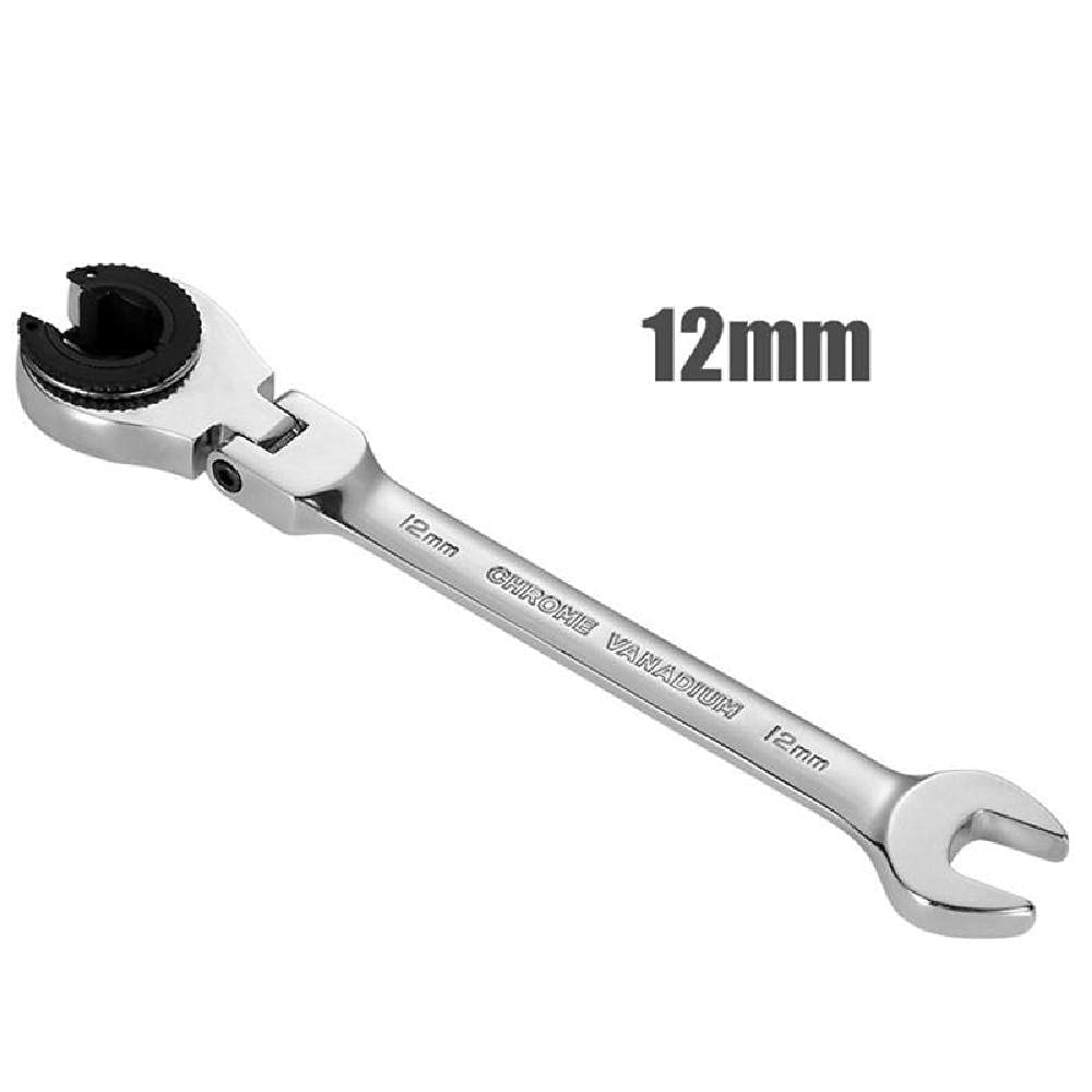 TopHomer 12mm Flex-Head Tubing Ratchet Wrench Double Open End Mirror Polish Ratchet Flare Nut Wrench Chrome Vanadium Steel Tubing Wrench - Image 2