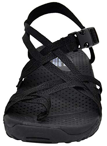 Skechers Women's Reggae-Happy Rainbow Sandal, Black/Black, 10 M US