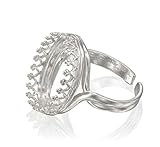 Este anillo en blanco es perfecto para tus necesidades de fabricación de joyas. Este anillo es ajustable de tamaño 5 a 7 y debe ser engarzado con una piedra ovalada de 12 x 16 mm. Cantidad = 1 unidad