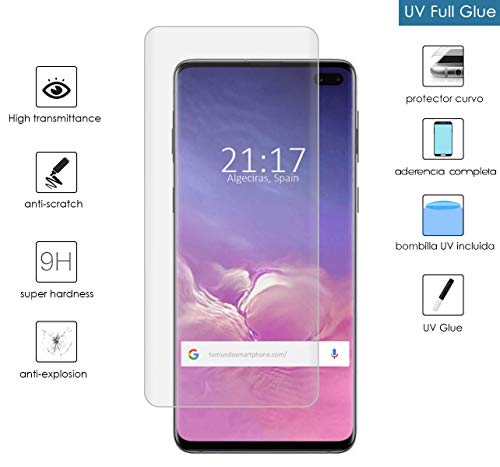 Tumundosmartphone Protecteur de Verre trempé courbé UV Full Glue pour Samsung Galaxy S10 Plus