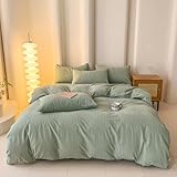 HAIBA Bettwäsche Bettbezug 150 x 200 cm grün Baumwolle Bettbezug für Sommer bis Winter Soft Touch mit Reißverschluss