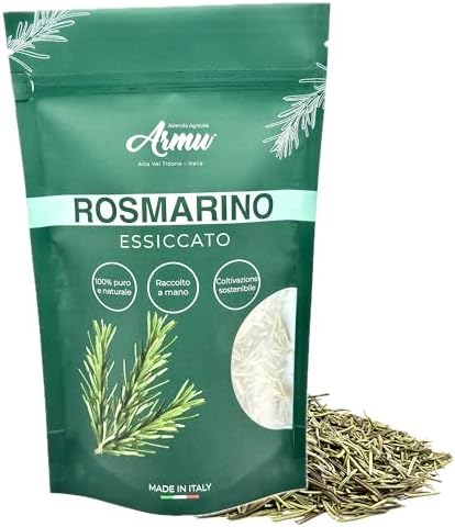 Armu - Romero Seco 50 g - Origen italiano - Romero a Granel para Tisanas, Infusiones y Cocina - Recolección Manual, Secado Suave, Elaboración Artesanal