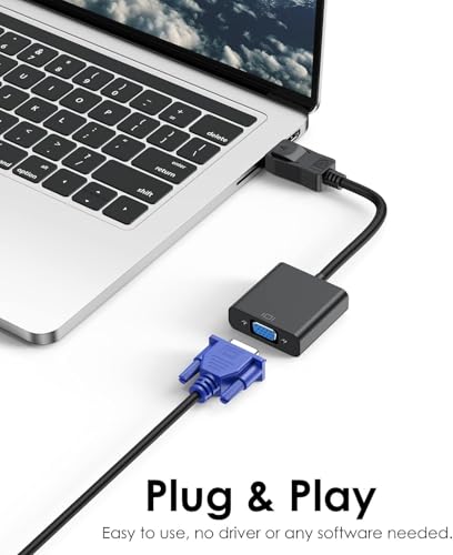 Image of 100FIT DP to VGA Adapter, HDMI to VGA 1080P Converter, Compatible with Computer, Desktop, Laptop, PC, Monitor, Projector, HDTV (DP to VGA)