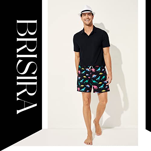 Brisira Mens Swim Trunks Quick Dry Swim Shorts 5 Inch Inseam Stretch Water Beach Shorts With Compression Liner Zipper Pocket #TOP2