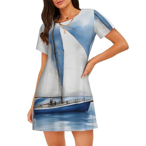Chemise de nuit femme contre la chaleur vêtement de nuit doux bleu
