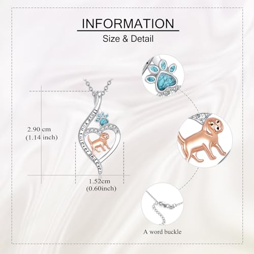 DAYLINLOVE Beagle Hund Kette 925er Sterling Silber Unendlichkeit Türkis Anhänger Halskette Pfote Druck Hund Mama Schmuck Geschenke für Damen Mädchen