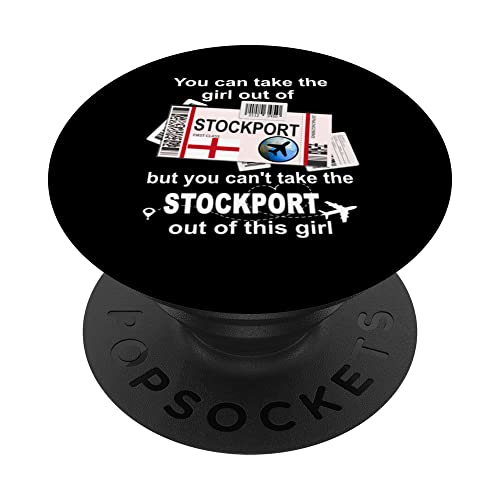 Stockport Boarding Pass - Stockport Girl - Stockport PopSockets Swappable PopGrip, Black