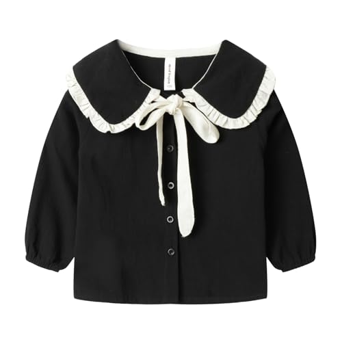 Image of Mud Kingdom Girls Blouse Shirts Spring Fall Long Sleeve Button-Down Top Ruffle Collar