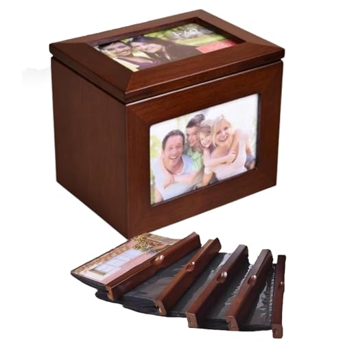 COYEUX Holz-Fotoalbum-Box, Erinnerungsbox für Bilder, mit 5 herausnehmbaren Alben 10 x 15 cm, fasst 100 Fotos, für ihn, sie, Freunde, Familie, Jubiläum, Geburtstag, Weihnachten, Hochzeitsgeschenke