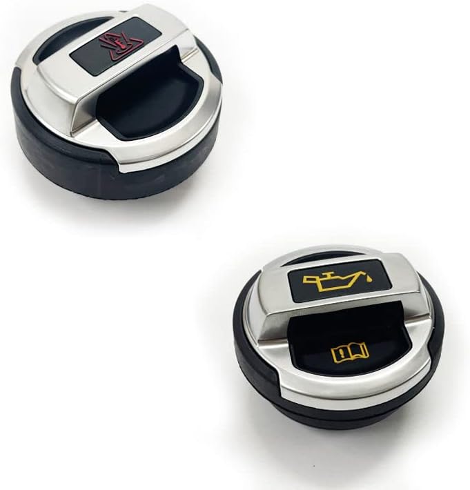 Coolant Expansion Tank Cap Lid R8 Style & Engine Oil Filler Cap Lid R8 Style Combo Fit for Various VW/Audi Models