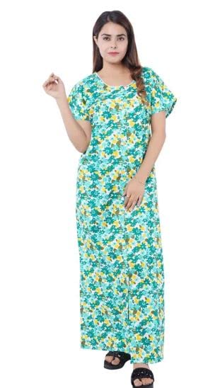 PSQURMARTWomen's 100% Cotton Beautiful Print Ankle Length Maxi Soft Fabric Night ,Sleepwear comfortable Color:-Multi NTY03