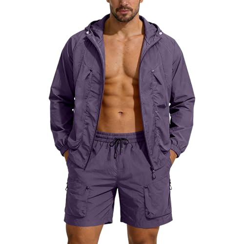 Randonnée d'été : survêtement homme UPF 50+ short et veste protection solaire anti-UV