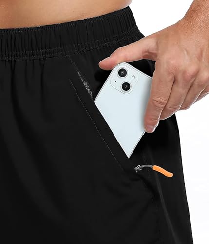Image of Men's Workout Shorts with Zipper Pockets for Running, Gym, Hiking, Yoga
