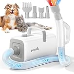 Pecute Dog Hair Dryer, Dogs Dryer Grooming Fast Drying, High Power ​Hot & Cold Cycle, Dog Grooming Kit with 4 Nozzles, Low Noise Pet Hair Dryer for Cats, Furminator for Dogs