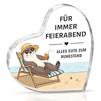 Gleevara Renteneintritt Geschenk Frau Männer, Ruhestand Geschenk Frauen, Herzförmige Acryl Heimdekoration, Rentner Geschenke Mann, Abschiedsgeschenk Kollegen, Pension