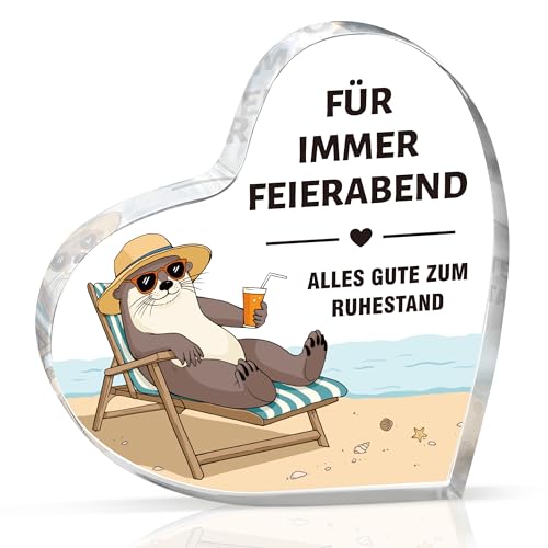 Gleevara Renteneintritt Geschenk Frau Männer, Ruhestand Geschenk Frauen, Herzförmige Acryl Heimdekoration, Rentner Geschenke Mann, Abschiedsgeschenk Kollegen, Pension