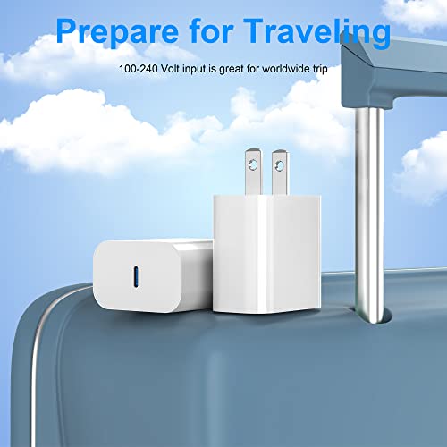USB C Bloc chargeur 2Pack 20W pour iPhone 17 16 Plug chargeur mural rapide avec adaptateur de puissance de type C pour iPhone 17/16/16 Pro Max/16 Plus/15/14/13/12/11/Xs/X,pour IPad Pro pour Apple USBC Frais