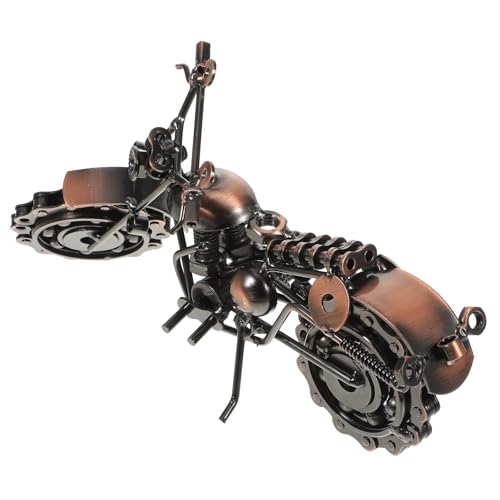 Moto en fer artisanal décoratif style rétro | Objet collection acier noir bureau