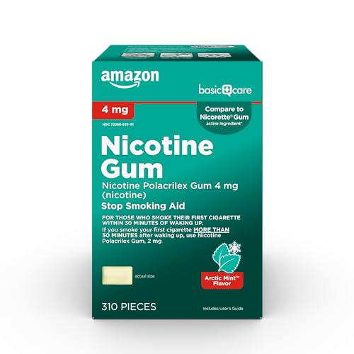 Amazon Basic Care Nicotine Polacrilex Gum 4mg, Mint, 310 Count