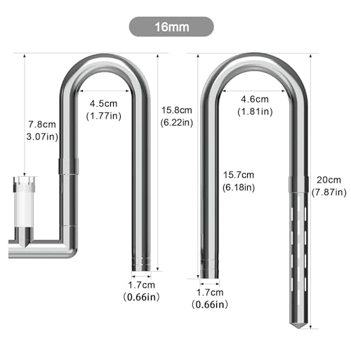 Image of FZONE Upgraded Aquarium Lily Pipe, Outlet with Surface Skimmer, Stainless Steel Inflow and Outflow Set for Freshwater Aquariums, 5 /8 inch ID (16 /22mm)