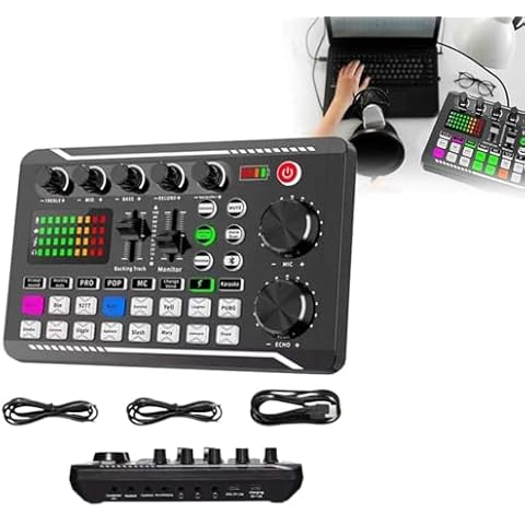 Live Sound Card with Dj Mixer Effects & Voice Changer, Live Sound Card Audio Mixer, Sound Card for Live Streaming, Soundboard for Xbox, Voice Changer Sound Board Live Sound Card (A-1) Cover