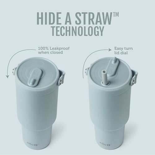 Image of Ello Oasis Go+ 32oz Tumbler with Top Handle and Retracting Straw | Reusable Insulated Stainless Steel Cup, 100% Leakproof Water Bottle, 24 Hours Cold, Cup Holder Friendly For Travel | Salt Water