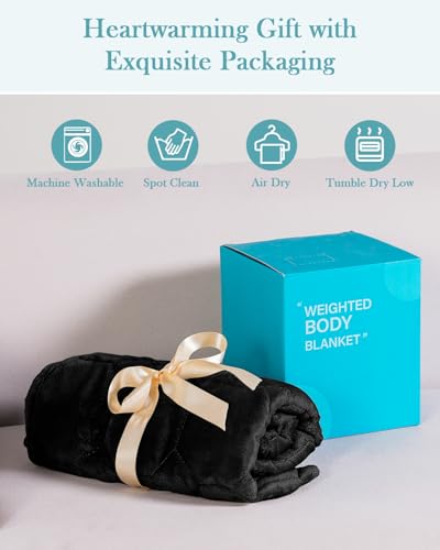 Image of Topblan Weighted Lap Blanket 7lbs for Adults, Small Weighted Throw for Napping, Relaxation, Calming and Travel, Skin Friendly & Machine Washable for All-Season Sleeping, Black, 24x29 Inches