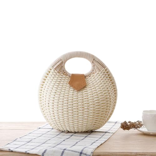 Summer Rattan Tote,Straw Tote bag,Woven Beach Bag, One Shoulder Summer Handbag, Gift For Holiday, Vacation,women's summer natural raffia straw bag, shell shape rattan straw beach tote handbag3