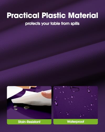Image of Pureegg Plastic Table Cloth Disposable 10 Pack, 84'' Round Table Cloths, Halloween Party Decorations, Summerween Decor, Halloween Tablecloths, Round, Plastic Cover, Leakproof & Sturdy, Purple
