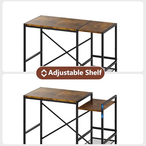 Image of Mini Fridge Stand with Storage Shelves Dorm Microwave Stand Reversible