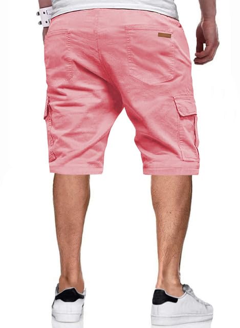 Image of JMIERR Mens Casual Cotton Twill Cargo Shorts Drawstring Classic Chino Stretch Short with 6 Pockets