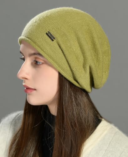 Image of jaxmonoy Cashmere Slouchy Knit Beanie Hat for Women Winter Soft Warm Ladies Wool Knitted Skull Beanies Cap