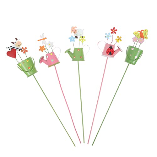 TINEASUR 5個属製 プランターピック 植物用ピック 鉢植え用装飾 鉢カバー用スタンド 植木鉢のデコレーション ガーデンポット用 アウトドア インテリア 鉢植えアクセサリー