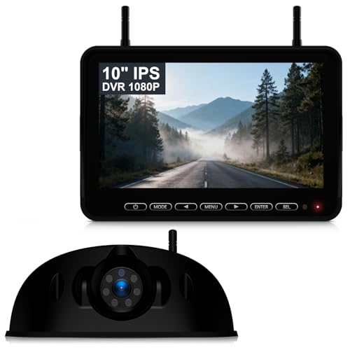 Image of Fookoo 1080P 10 inch Wireless RV Backup Camera System for Furrion Pre-Wired RV Truck Trailer, 10 inch HD IPS Monitor & 1 Rear View Camera, IR Night Vision Recording Waterproof Plug and Play - D10Y1