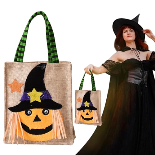 Halloween Treat Bags Trick or Treat Bags Cute Pumpkin Candy Bags with Handles Non-Woven Tote Bags Candy Present Bags for Party Favor Supplies Decoration (1Pcs)