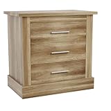 amuéblate Online - Mesita de Noche Estilo Nórdico Modelo Florida con 3 Cajones,6 cm Fondo