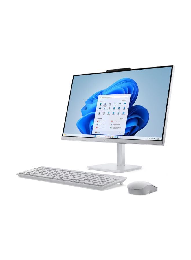 Lenovo AIO A100 All-in-One Desktop – 23.8″ FHD IPS Display, Intel i3-N305, 16GB DDR4, 512GB SSD, Wi-Fi 6, Windows 11 Pro, Wireless Keyboard & Mouse, 1 Year Lenovo Warranty (Cloud Grey)(Upgraded)