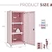 MIOCASA Metal Storage Cabinet with Lock, 3 Adjustable Shelves Single Door Steel Locker for Home, Office & Garage (Pink)