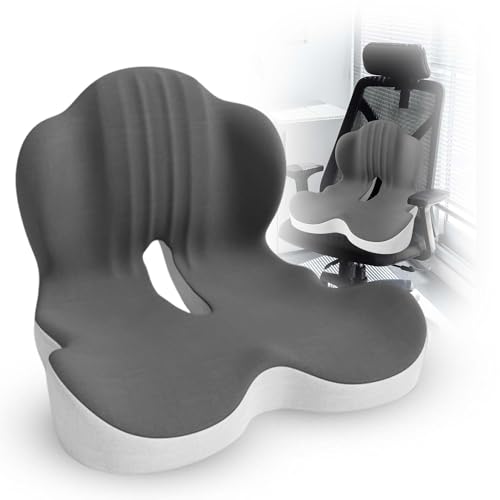 Large Memory Foam Seat Cushion Lumbar Support Pillow for Sciatica & Tailbone Pressure Relief Coccyx Pad for Office Chair Car Wheelchair Home Office