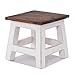 DESIGN DELIGHTS RUSTIKALER Vintage FUSSHOCKER PALO | 27,5x26x26cm (HxBxT), Mahagoni Recyclinholz | Holzhocker, Sitzhocker, Beistelltisch, Blumenhocker | Farbe: 06 weiß-Landhaus